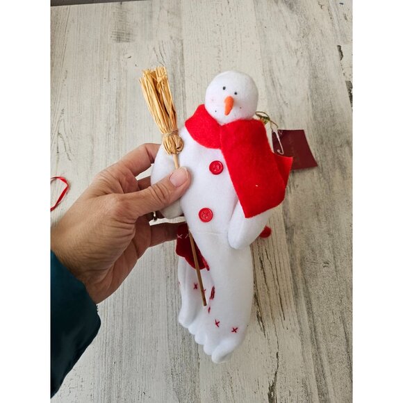 St Nicholas snowman ornament Winter follies plush fleece bottle cover Xmas tree - Picture 6 of 7